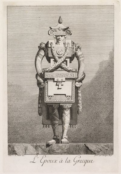 Mascarade à la Grecque: LEpoux à la Grecque Plate 7, 1771 by Benigno Bossi