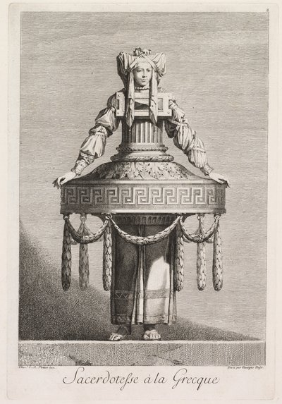 Masquerade in the Greek Style: Greek Priestess (Plate 8) by Benigno Bossi
