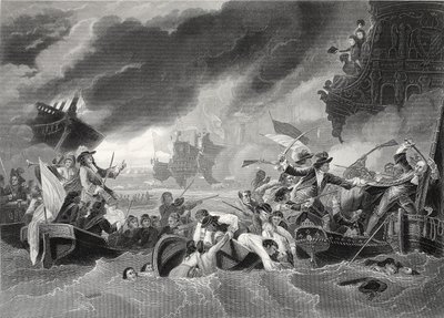 Battle of La Hogue, engraved by W. French by Benjamin (after) West