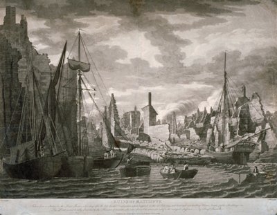 View of the Ratcliffe Area, London, Showing the Ruins After the Fire of 23 July, 1794 by Benjamin Burnell