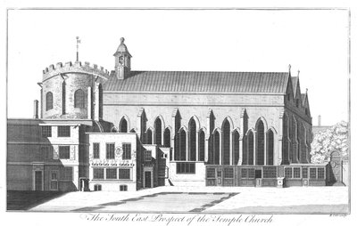The South East Prospect of Temple Church by Benjamin Cole
