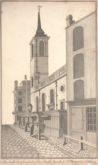 The South East Prospect of the Parish Church of St. Margaret Lothbury (detail) by Benjamin Cole
