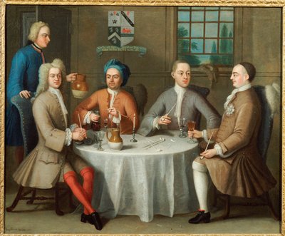 A Group Portrait of Sir Thomas Sebright, Sir John Bland and two Friends by Benjamin Ferrers