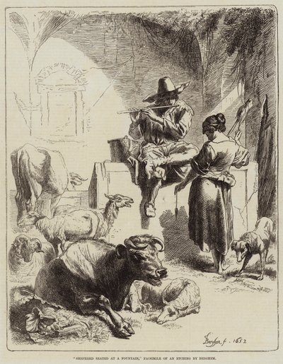 Shepherd seated at a Fountain by Benjamin Herring