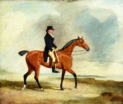 Francis Const on his Bay Hunter Riding near the Sea by Benjamin Marshall