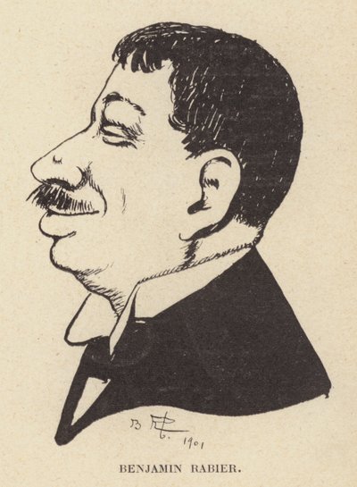 Caricature self-portrait of French cartoonist and illustrator Benjamin Rabier by Benjamin Rabier