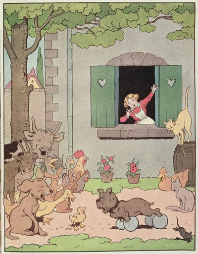 The farmyard animals rejoicing at the discomfiture of Grognard, illustration for 