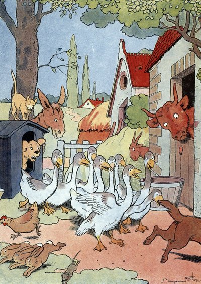 The geese on the Capitol of Toulouse give the alert against a Gallic attack by Benjamin Rabier