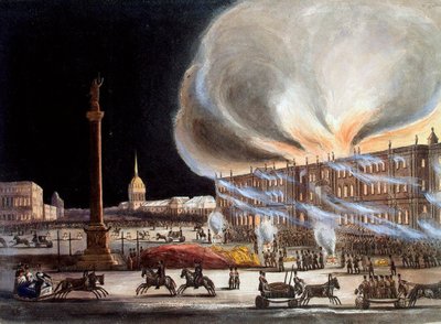 Fire in the Winter Palace in December 1837, 1838 by Benjamin Richard Green