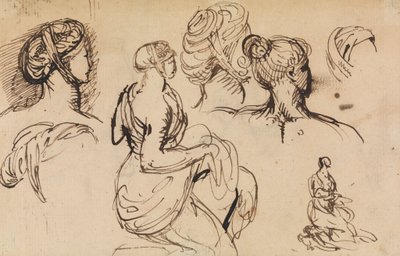 Figure Study of Women and Their Hairstyles by Benjamin Robert Haydon