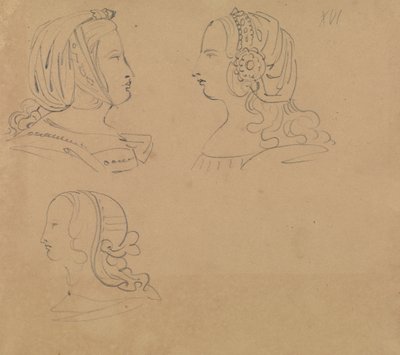 Portrait Studies of Women in Various Headdress by Benjamin Robert Haydon