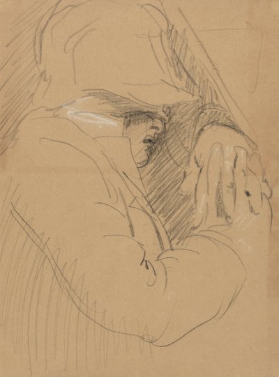 Study of a Sleeping Man, with a Hat and Clasped Hands by Benjamin Robert Haydon