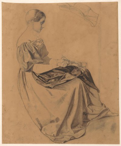 Seated Girl with a Letter; the Letter Repeated at the Top by Benjamin Vautier