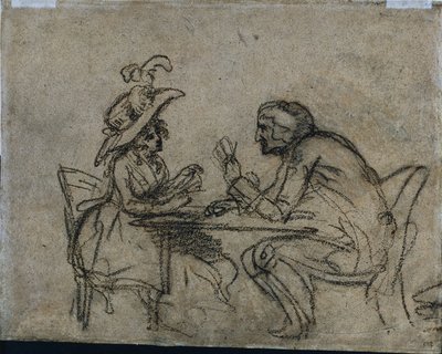 Woman and Man Playing Cards by Benjamin West