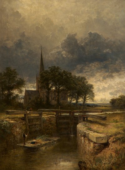 Stratford-on-Avon Church and Lock by Benjamin Williams Leader