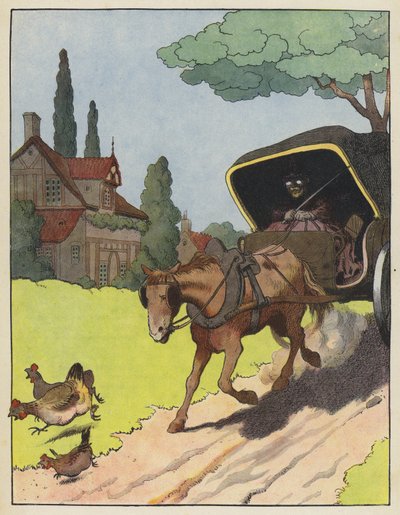 Chickens Startled by a Horse-Drawn Wagon by Benjamin Rabier