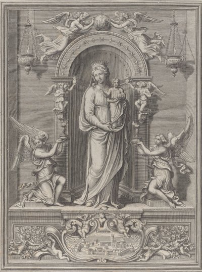 Madonna of Loreto, within a Niche with an Angel on Either Side by Benoît Farjat