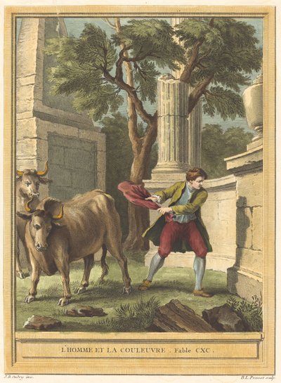 Man and the Snake by Benoît Louis Prévost after Jean Baptiste Oudry