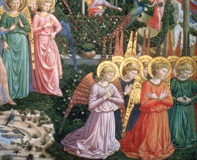 Angels in a Heavenly Landscape (detail) by Benozzo di Lese di Sandro Gozzoli