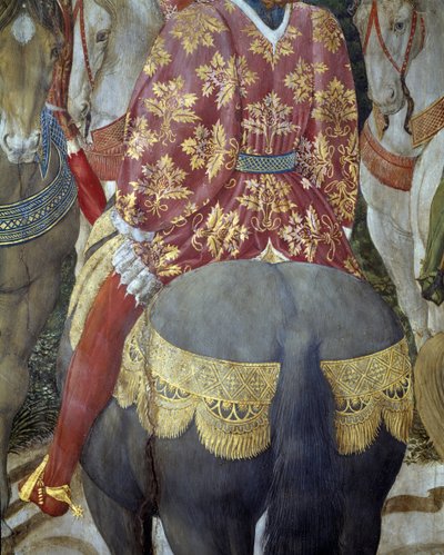 Knight on horseback in sumptuous attire, (detail) from the Adoration of the Magi by Benozzo di Lese di Sandro Gozzoli