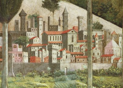 Medieval town (detail) by Benozzo di Lese di Sandro Gozzoli