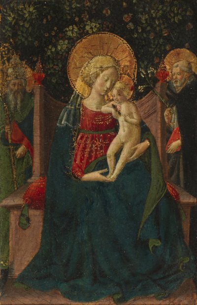 Virgin and Child Enthroned between Saint Dominic and a Papal Saint, 1430-35 by Benozzo di Lese di Sandro Gozzoli