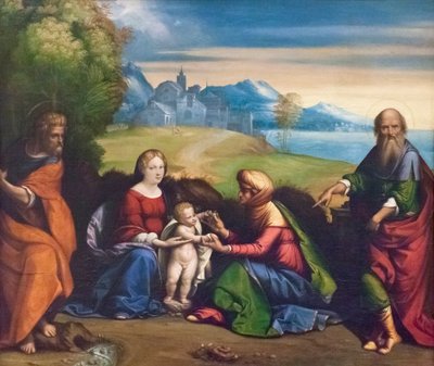 Holy Family with St Joachim and Anne by Benvenuto Tisi da Garofalo