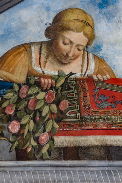 Woman Wearing a Yellow Dress and Flowers, (detail) by Benvenuto Tisi da Garofalo