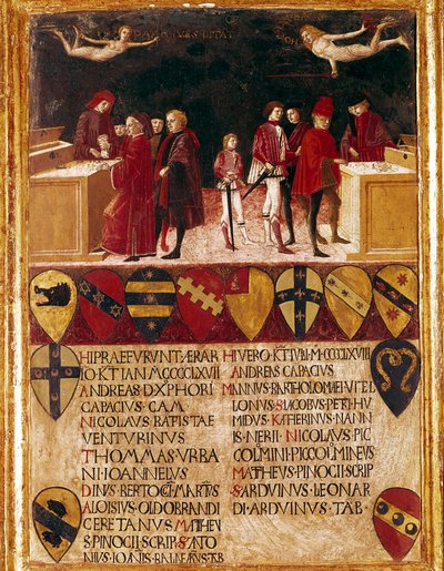 Allegory of State Finances in Time of War and Peace by Benvenuto di Giovanni