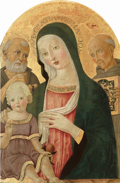 Madonna and Child with Saint Jerome and Saint Bernardino of Siena by Benvenuto di Giovanni