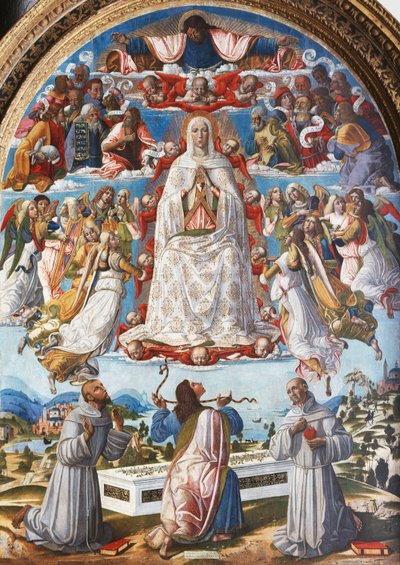 The Assumption of the Virgin with Saint Thomas Receiving the Girdle between Saints Francis of Assisi and Anthony of Padua by Benvenuto di Giovanni