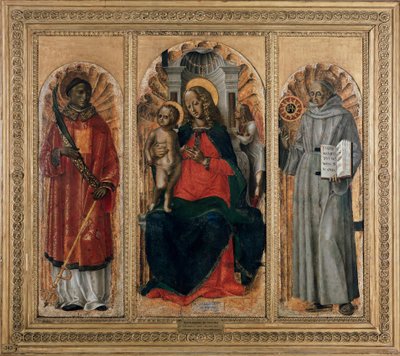 Triptych, Virgin with Child with St Leonard and St Bernardino of Siena by Bernadino Jacobi Butinone