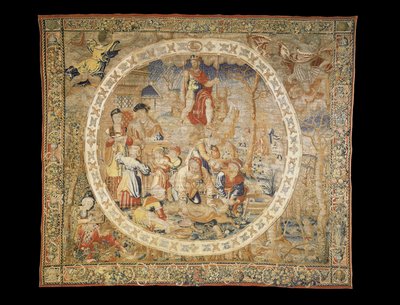Brussels allegorical tapestry depicting the month of December from The Medallion Months, c.1525 by Bernaert van Orley