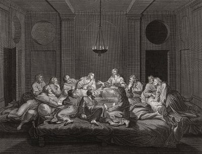 Jesus Christ and Apostles at Last Supper by Bernard (after) Picart
