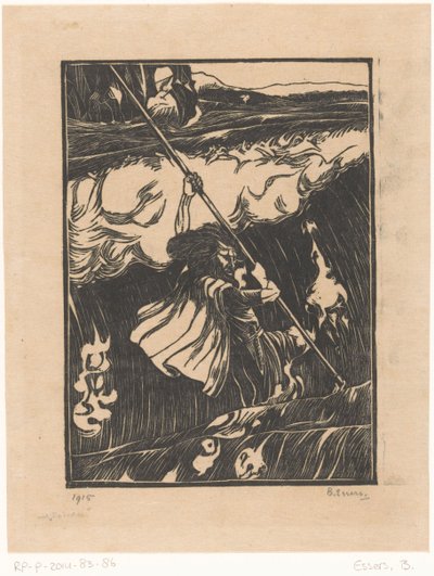 Cuchulainn Fighting the Waves by Bernard Essers (signed by artist)