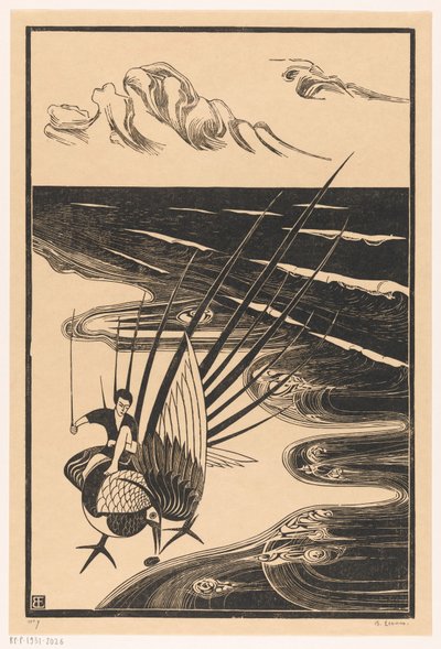 Figure Sitting on a Pheasant on the Beach by Bernard Essers (signed by artist)
