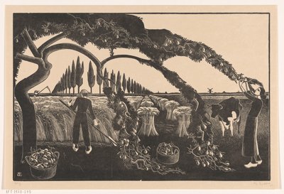 Harvesting Man and Woman by Bernard Essers (signed by artist)