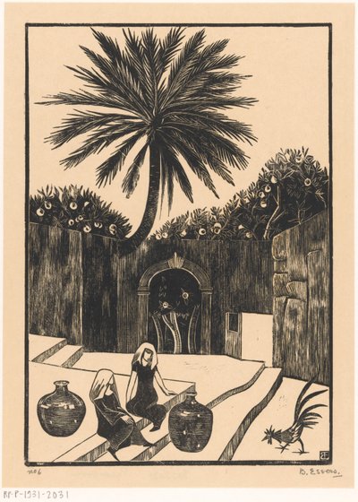 Street with steps in Taormina, Sicily by Bernard Essers (signed by artist)