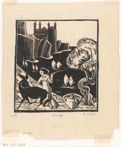 Woman Driving a Donkey by Bernard Essers (signed by artist)