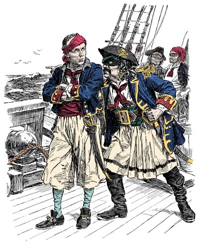 Two Pirates Threatening Illustration by Bernard Partridge from 