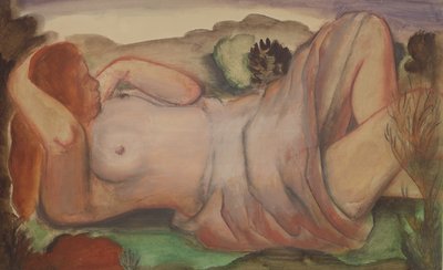 Reclining Nude in a Landscape, c.1940 by Bernard Meninsky