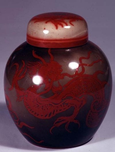 Ginger jar and cover decorated by Hilda Beardmore by Bernard Moore