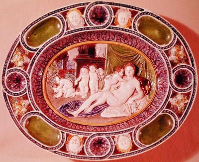 Oval plate depicting a female representing fertility by Bernard Palissy
