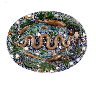 Pond Decorated with Rustic Figurines Called the Snake Dish by Bernard Palissy