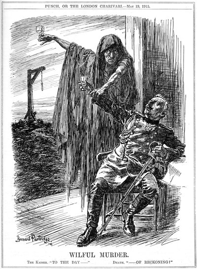 Punch cartoon on the sinking of the Lusitania, 1915 by Bernard Partridge