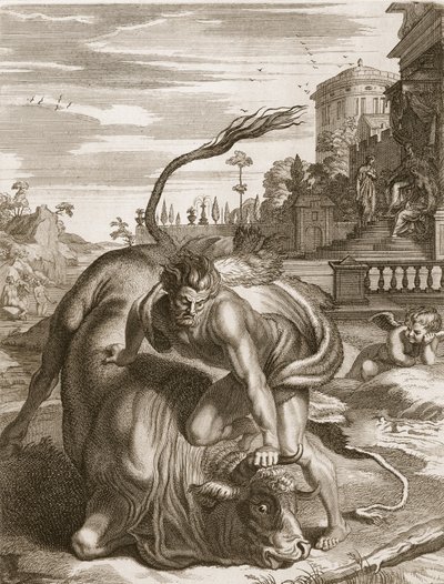 Achelous in the Shape of a Bull is Vanquished by Hercules, 1731 by Bernard Picart