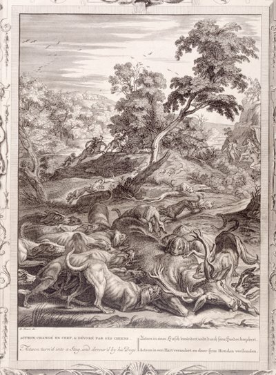 Actaeon Turned into a Stag and Devoured by His Hounds by Bernard Picart
