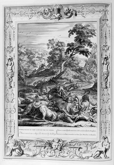 Acteon Turned into a Stag, and Devoured by His Dogs by Bernard Picart
