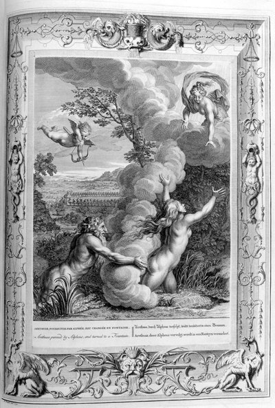 Arethusa pursued by Alpheus and turned into a fountain by Bernard Picart
