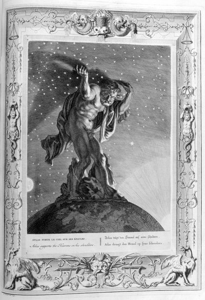 Atlas Supports the Heavens on His Shoulders by Bernard Picart